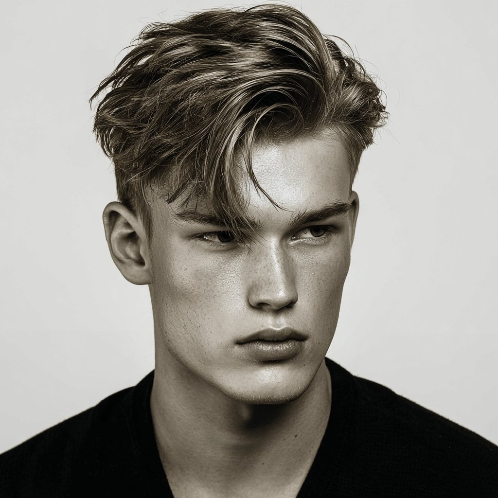 mens haircuts - messy side parted hair