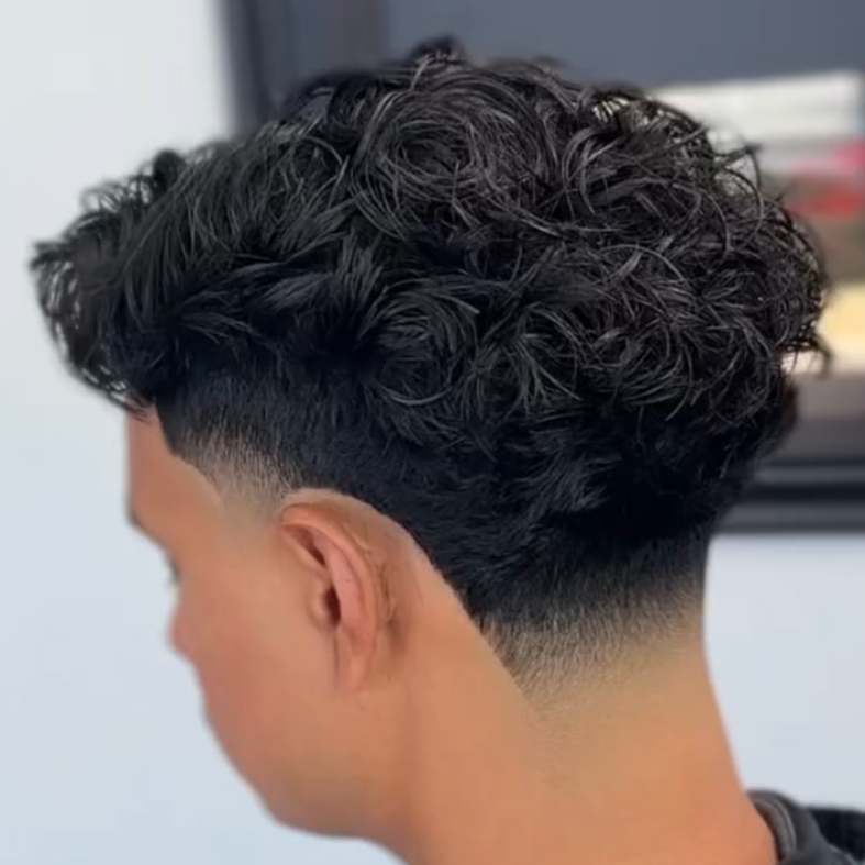 fluffy hair texture and taper fade