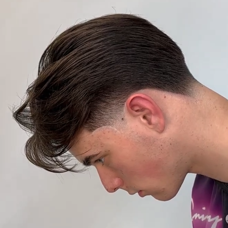 mid taper fade with straight hair