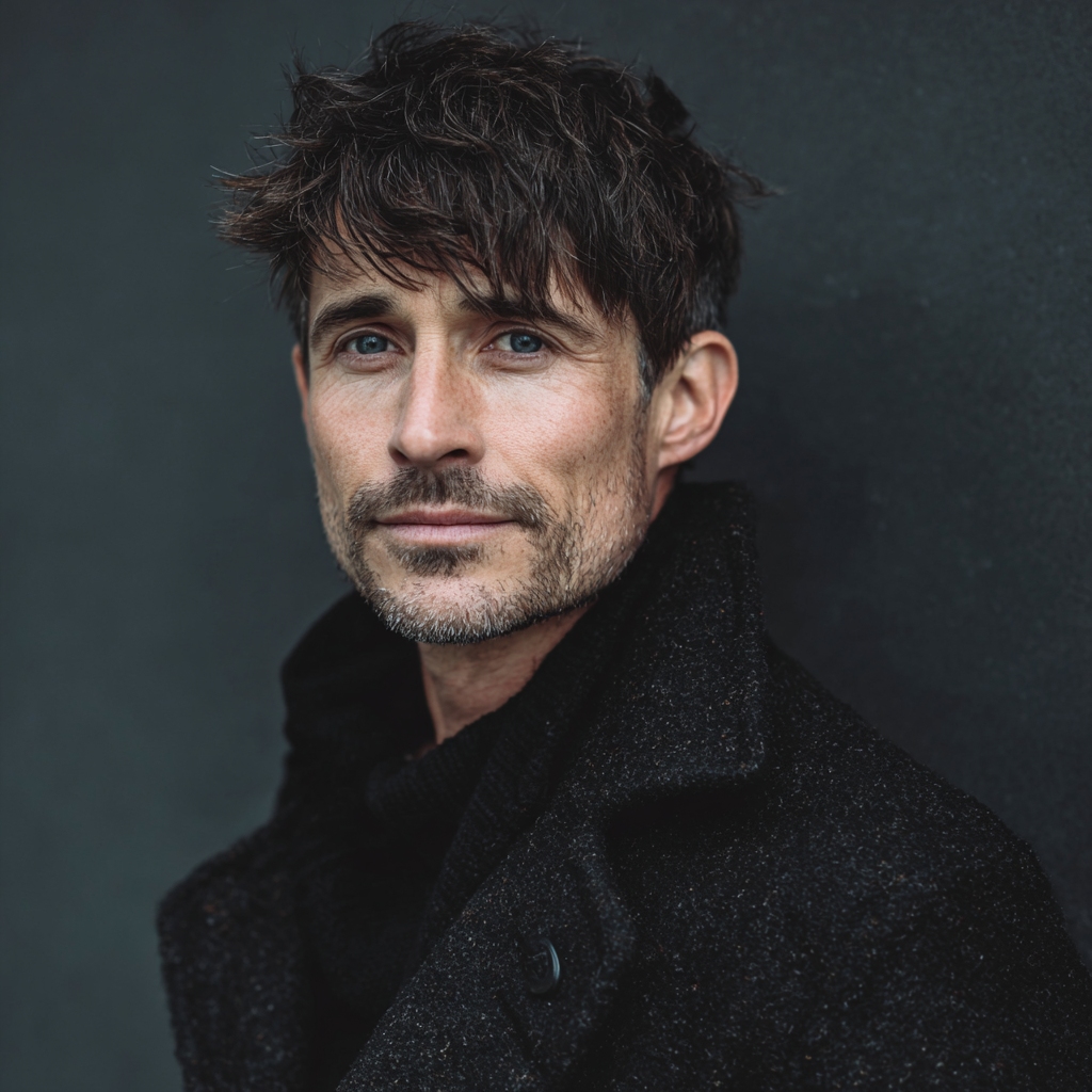 Messy fringe haircut men with tousled texture