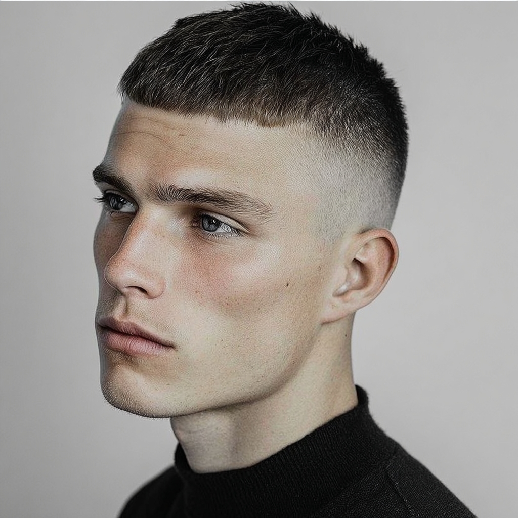micro fringe haircut or buzz crop