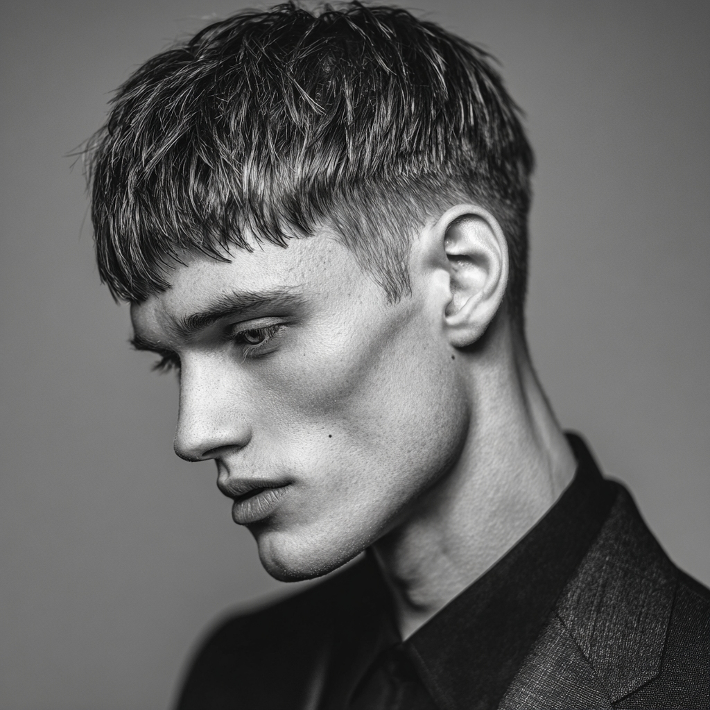 a boy with a textured long fringe 