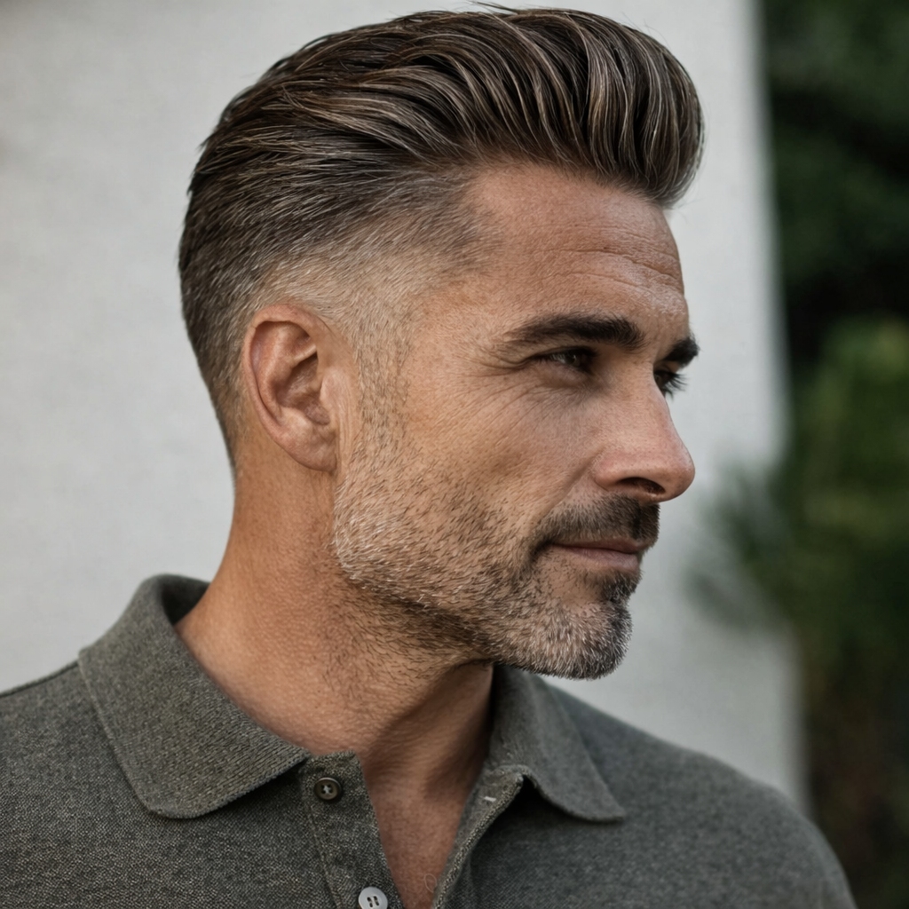 pompadour haircut with fade
