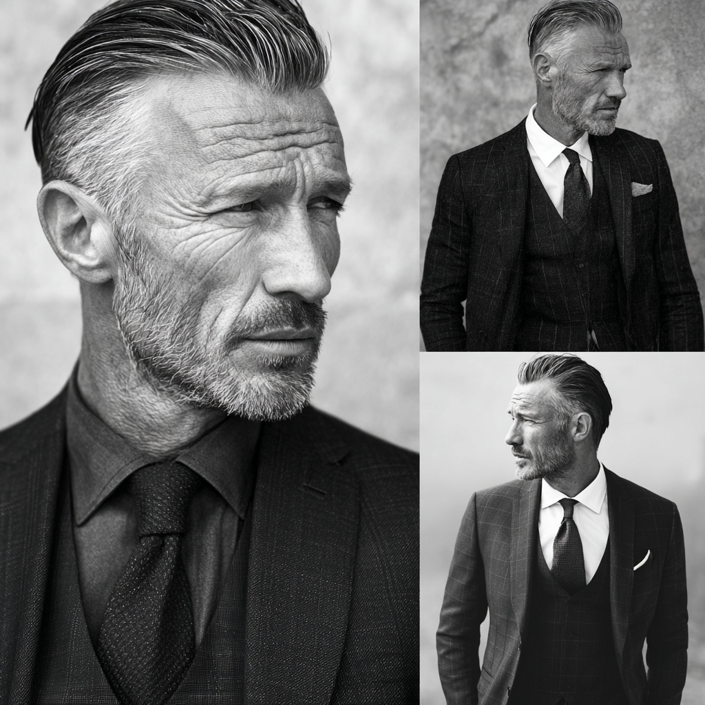 older men slicked back hairstyle