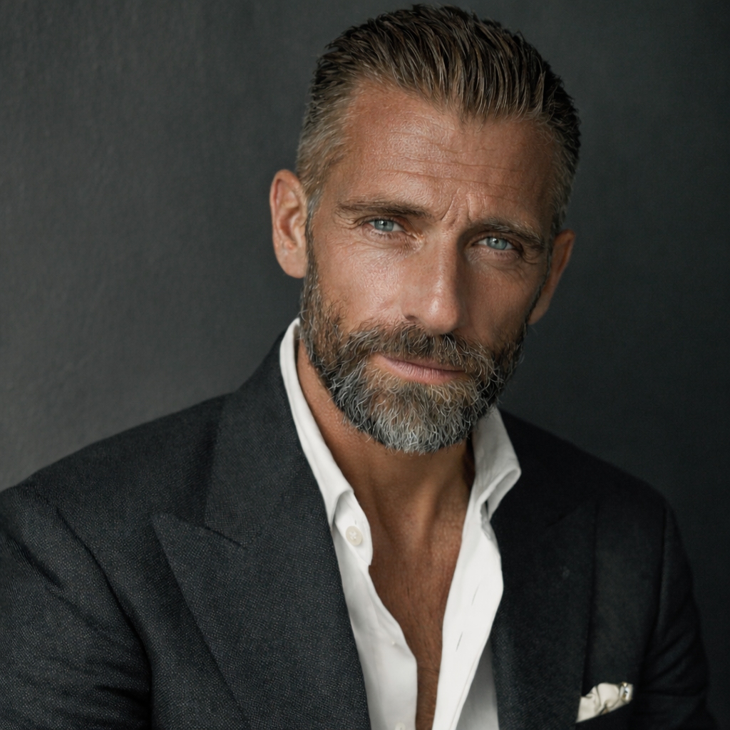 older men slick back hairstyle