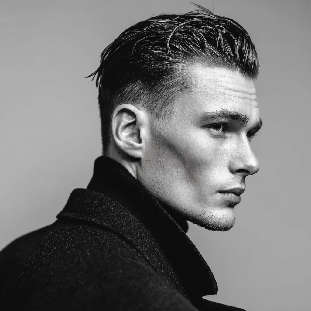 layered slicked back hair