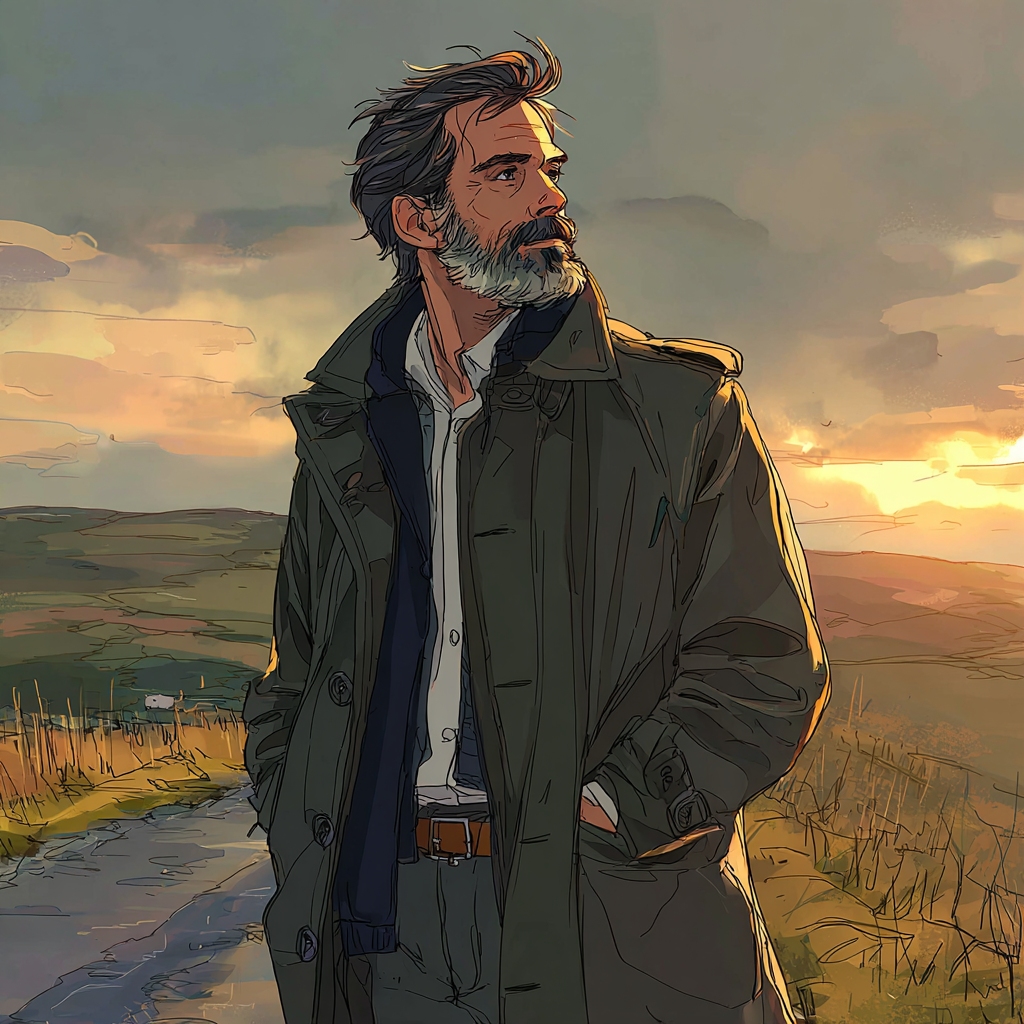 illustration of a man with a relaxed sight looking at the horizon