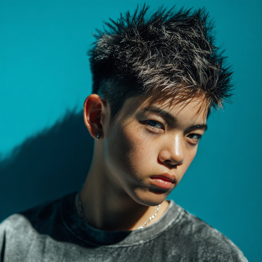 popular male teenage hairstyles: spiky hair with fade