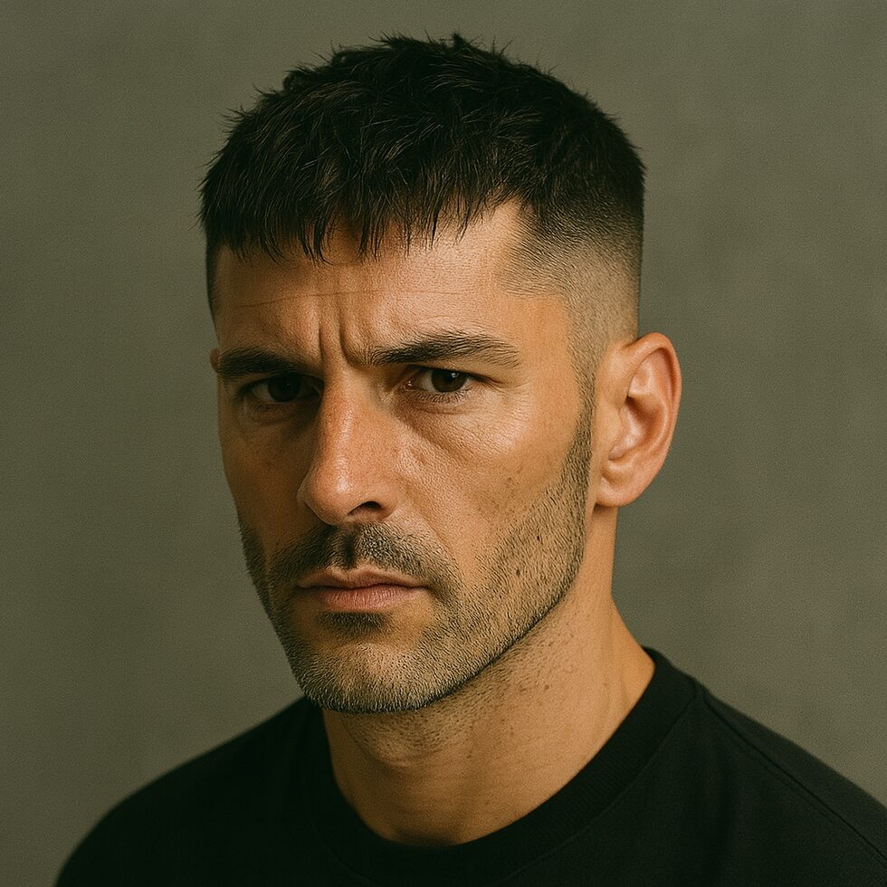 short crop with faded sides for straight hair