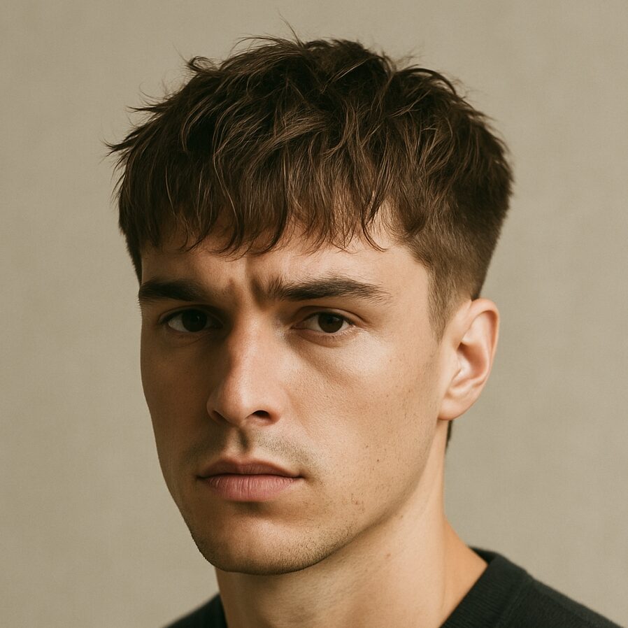 textured fringe with taper for straight hair