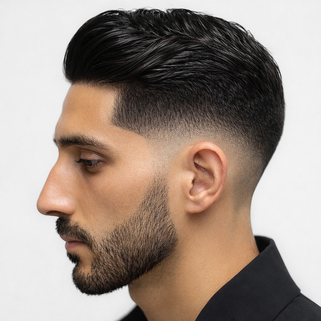 peinado hacia atrás para hombre con taper