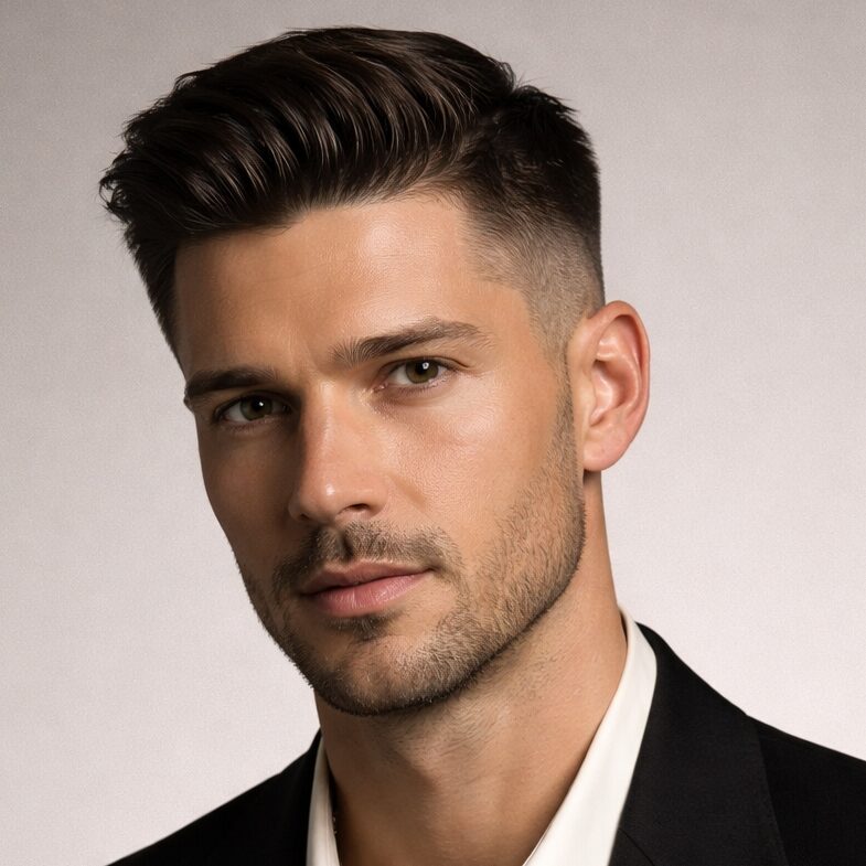 mid taper fade on straight hair