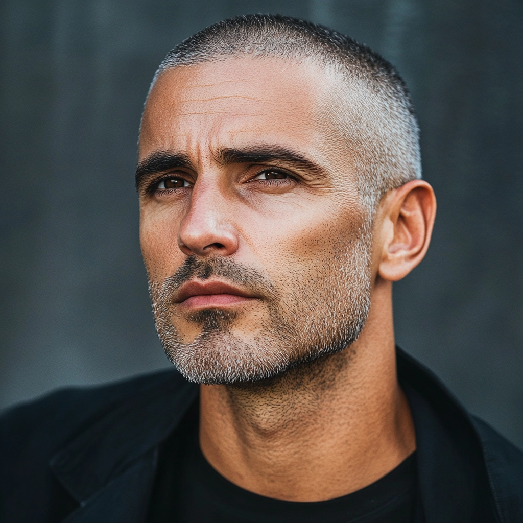 square face shape with buzz cut