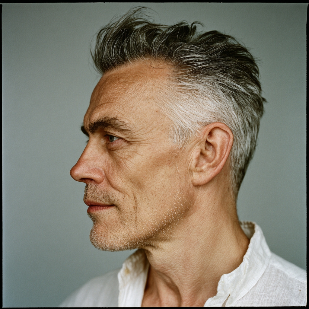 quiff for men with an m-shaped receding hairline