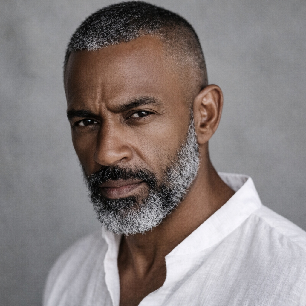 textured crop with beard - good haircuts for balding men