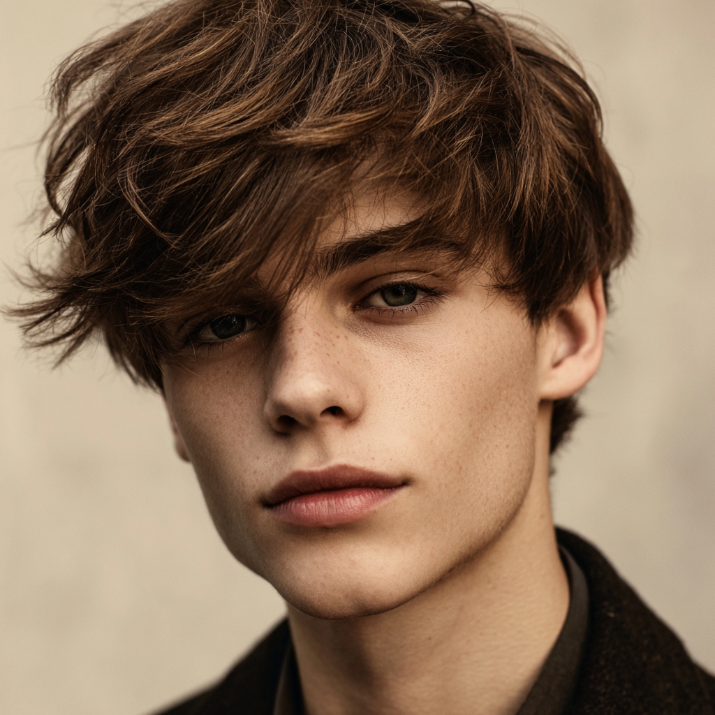 a boy with a wavy fringe haircut