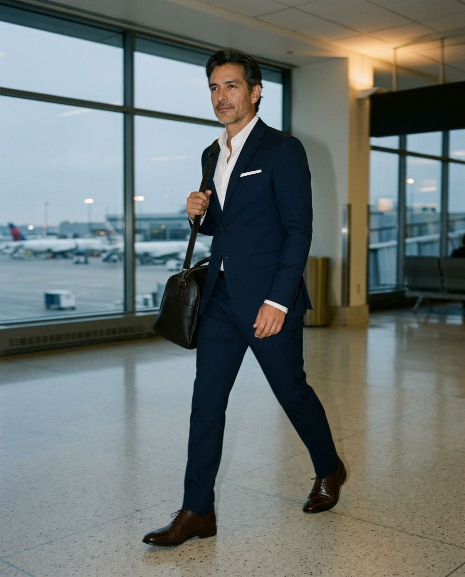 business trip outfit for mature men