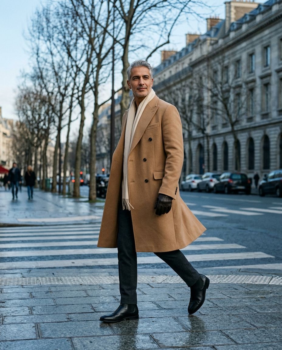 long coat winter outfits for men