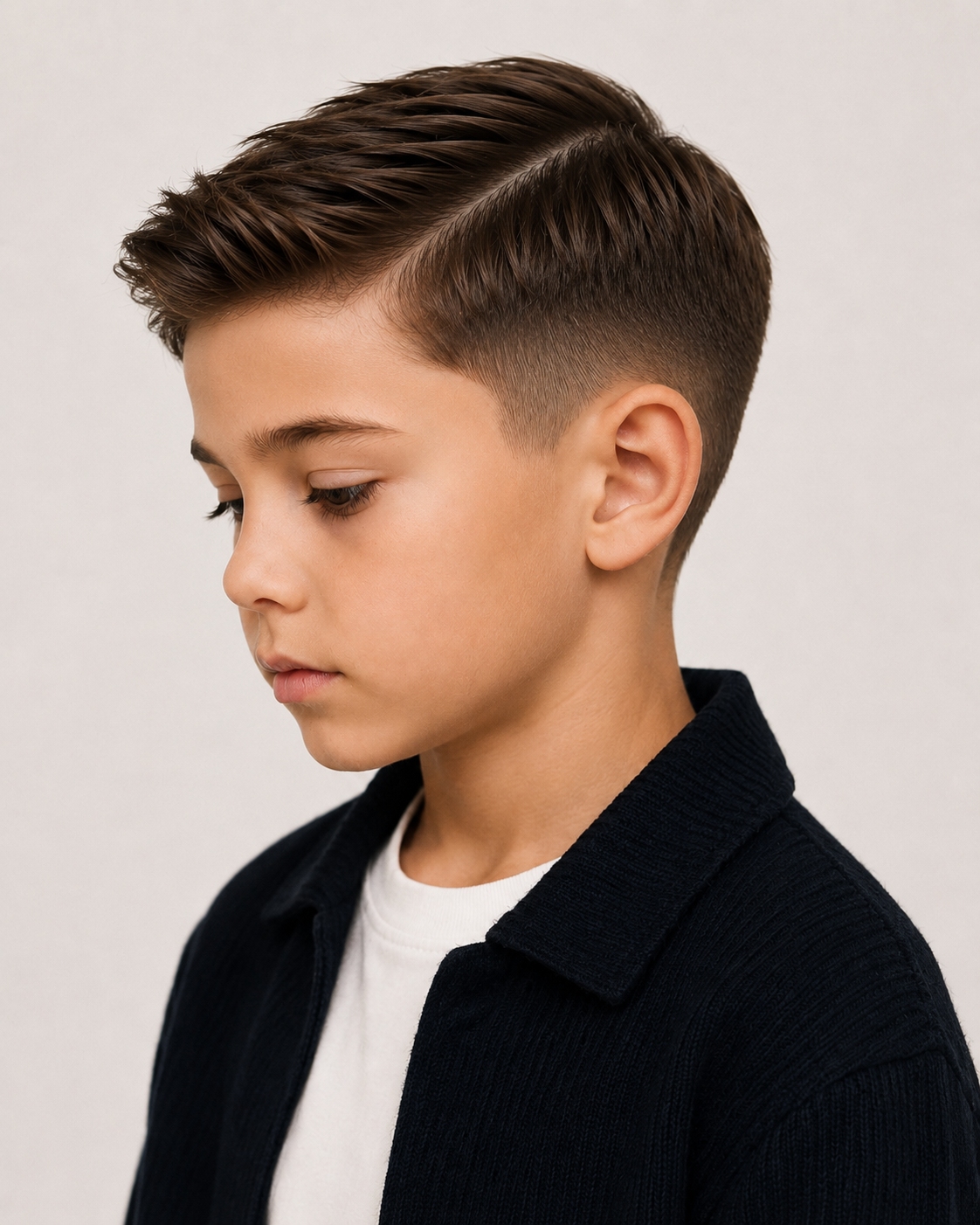 Taper suave infantil concentrado en patillas y nuca