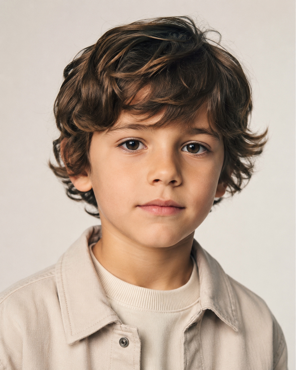 Corte de pelo ondulado para niño con capas suaves y movimiento