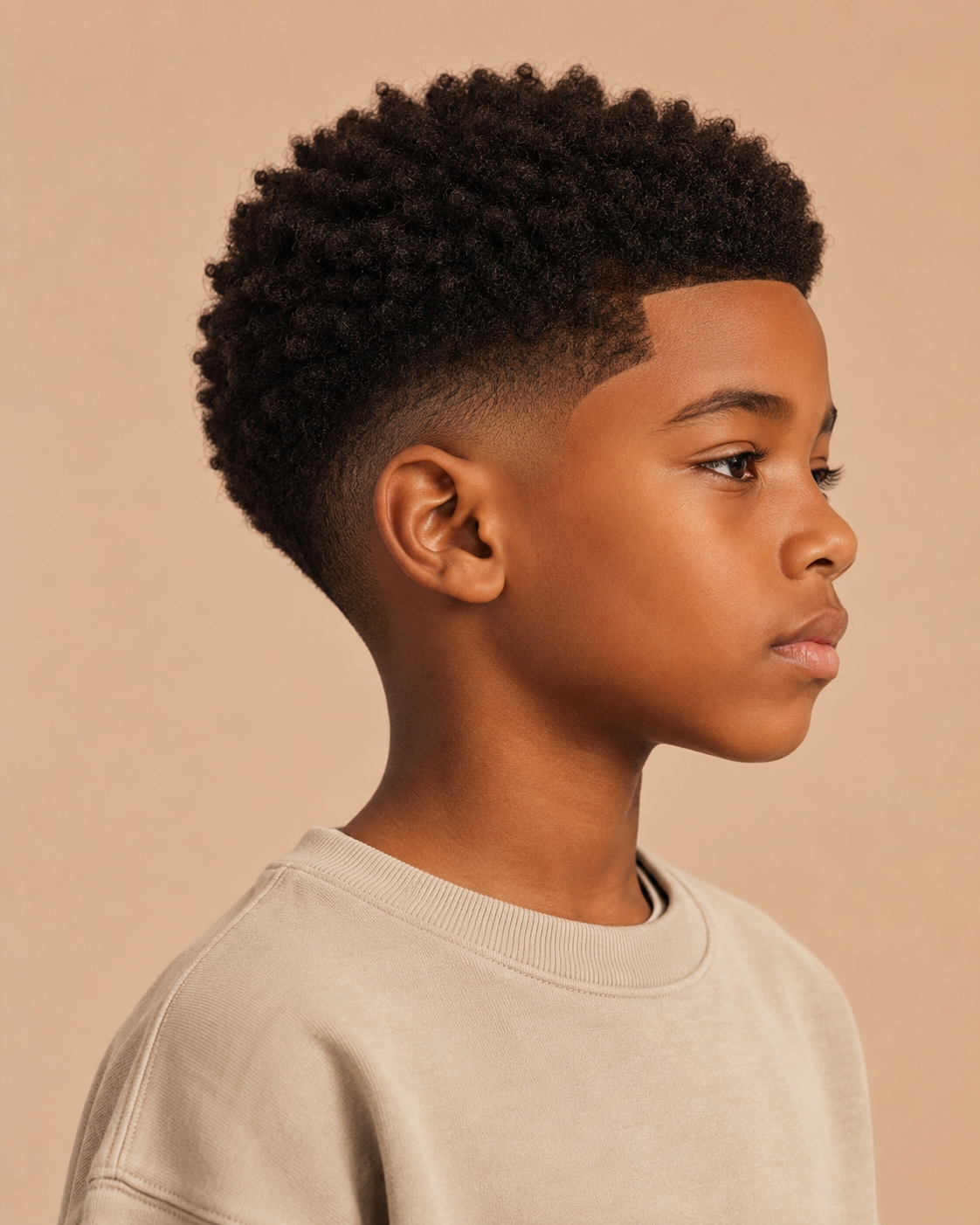 Afro corto infantil con contornos definidos y volumen natural - Cortes de pelo para niños