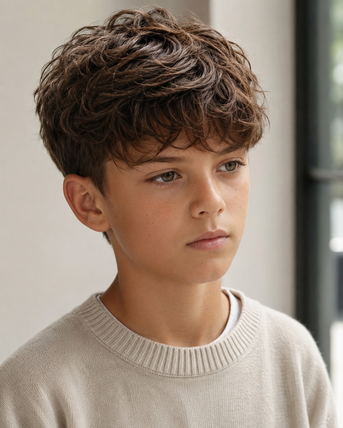 Cabello grueso ondulado con corte texturizado infantil