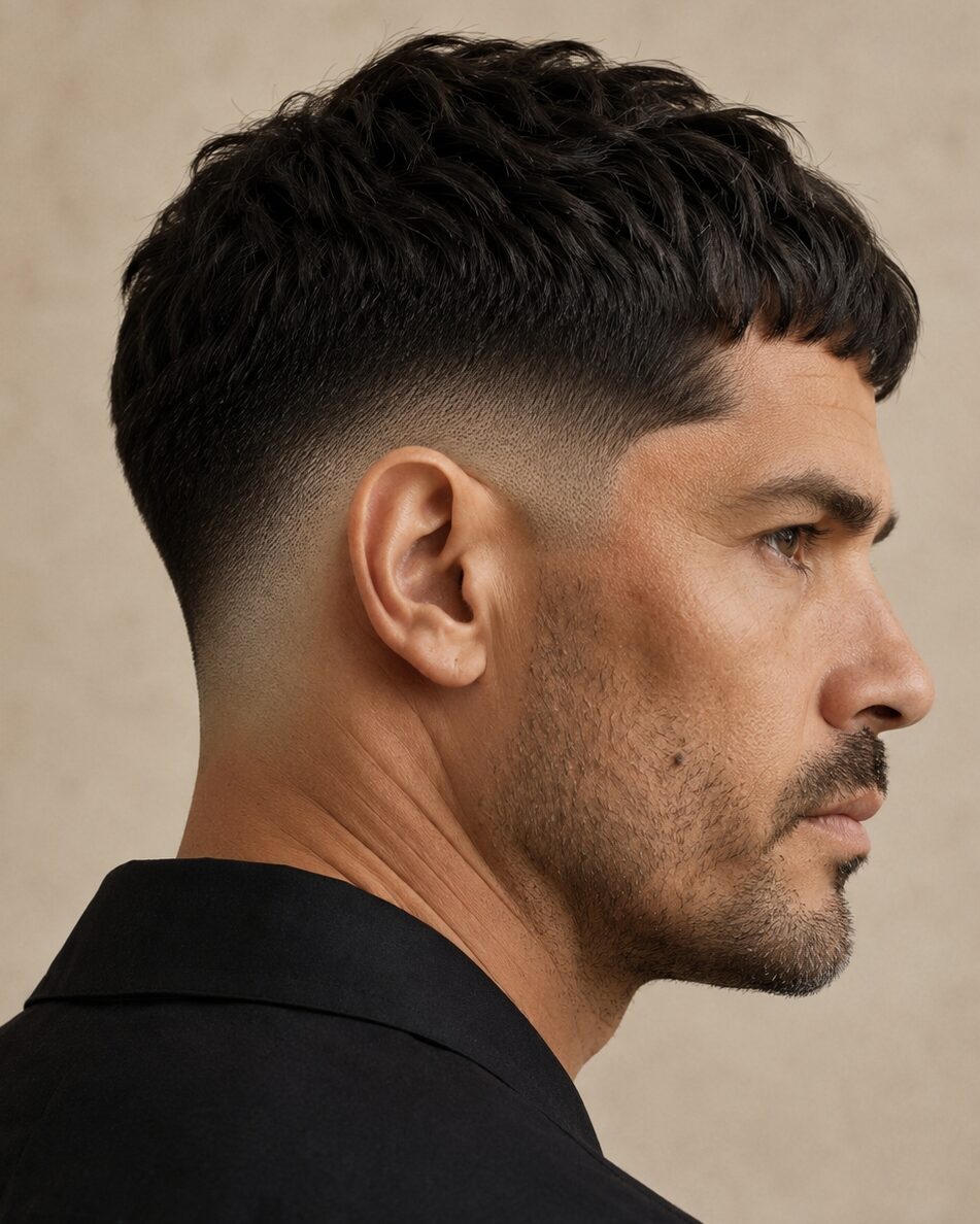 messy french crop haircut