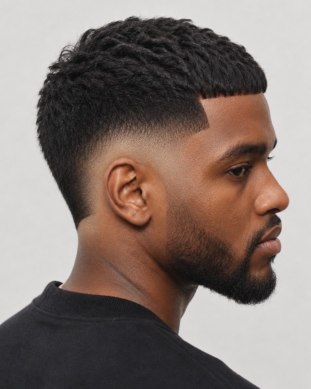 burst fade with blunt fringe