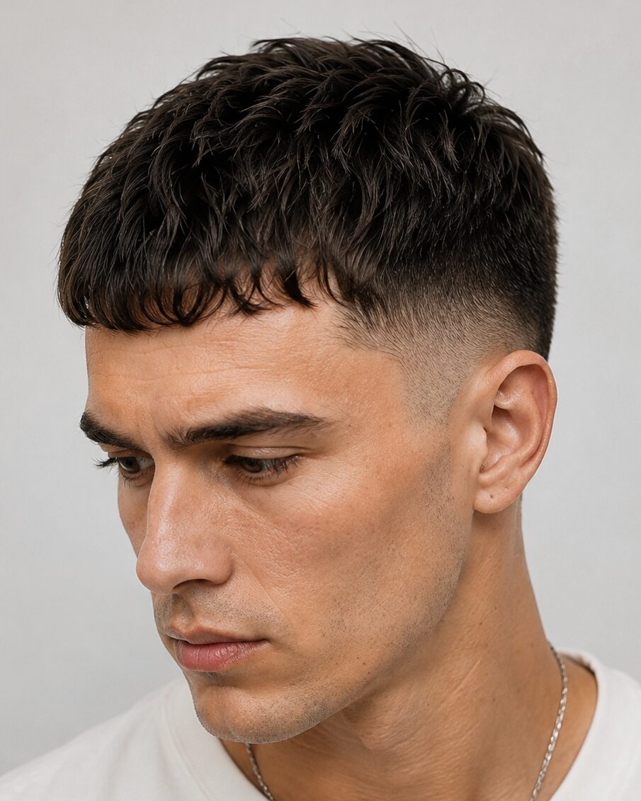 temple fade with textured fringe