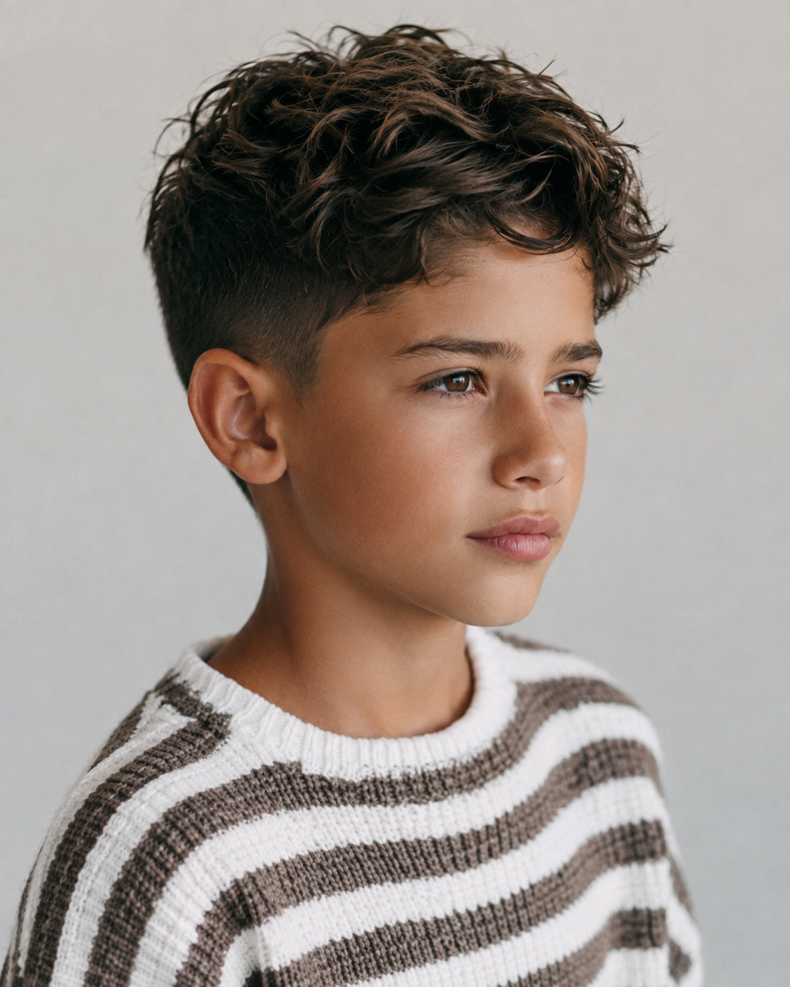 Cortes de pelo para niños: Corte ondulado para niño con taper suave y movimiento natural