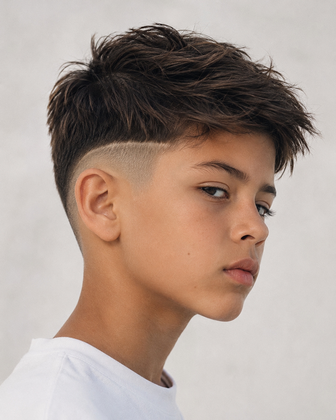 Cortes de pelo para Niños: Undercut suave para preadolescente con degradado lateral definido