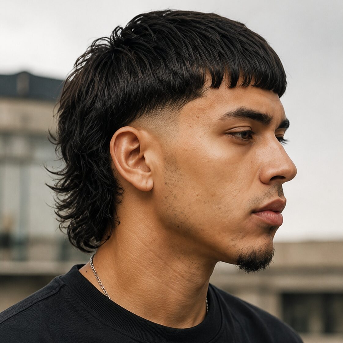 Edgar cut mullet with blunt fringe