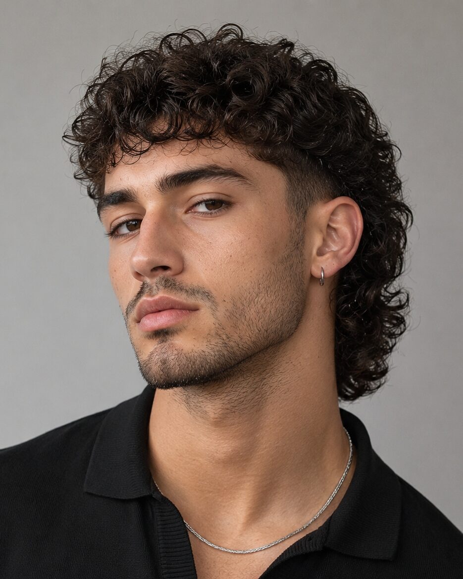 long hair curly mullet