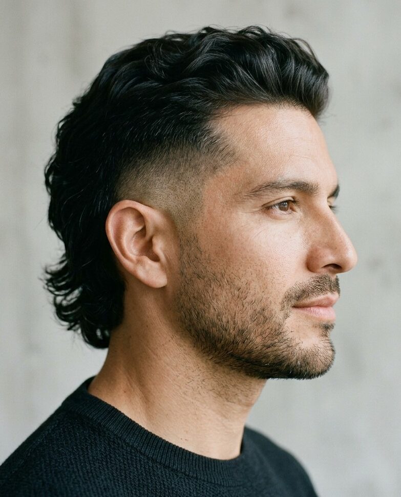 high taper modern mullet haircut