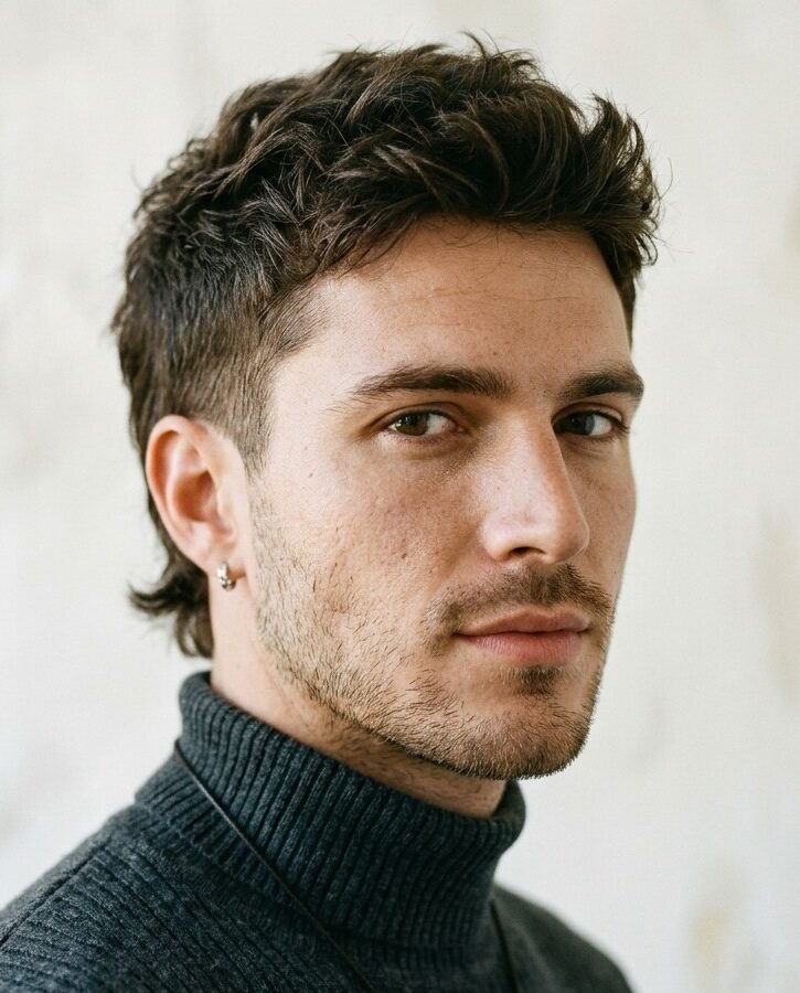 short textured quiff with a mullet