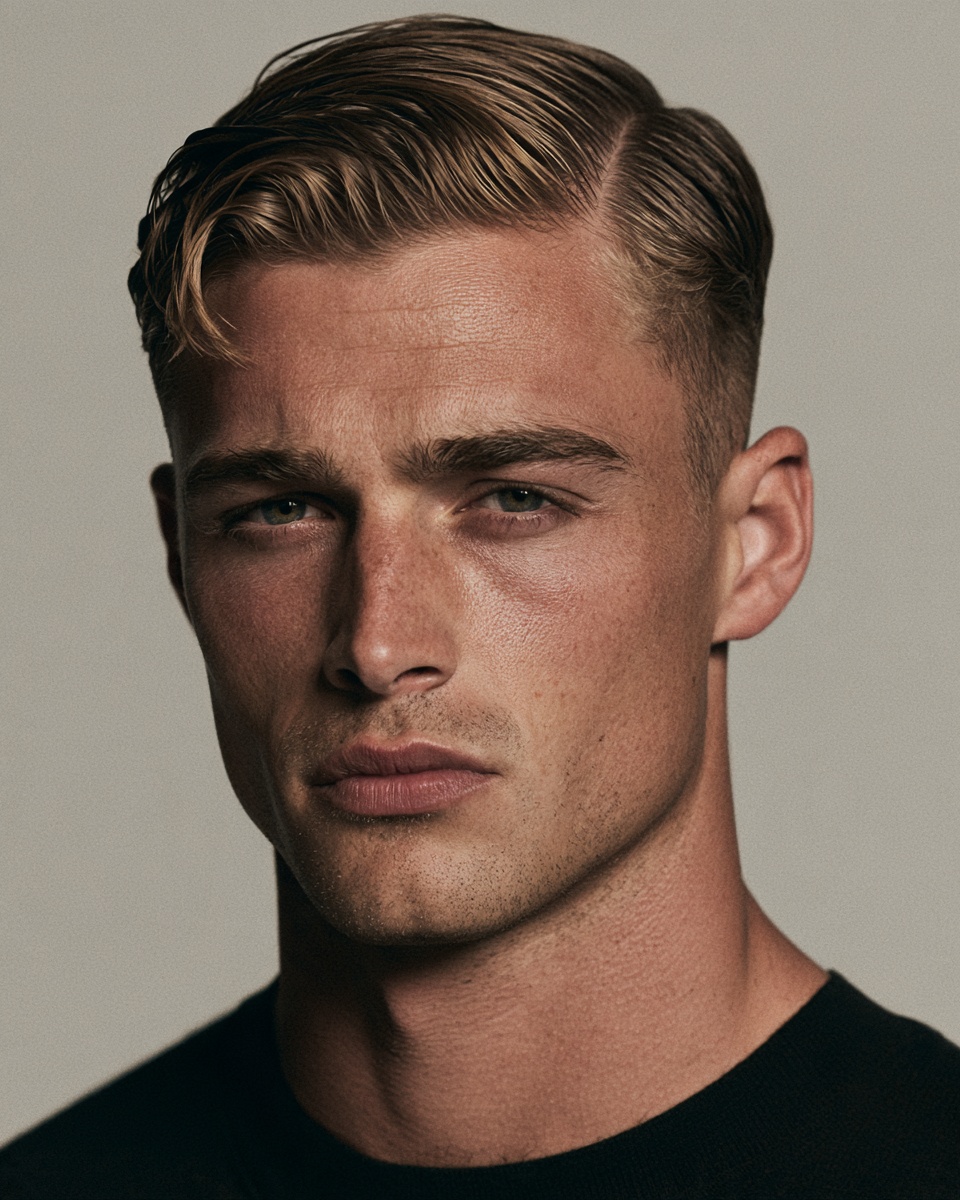 short fringe ivy league side part