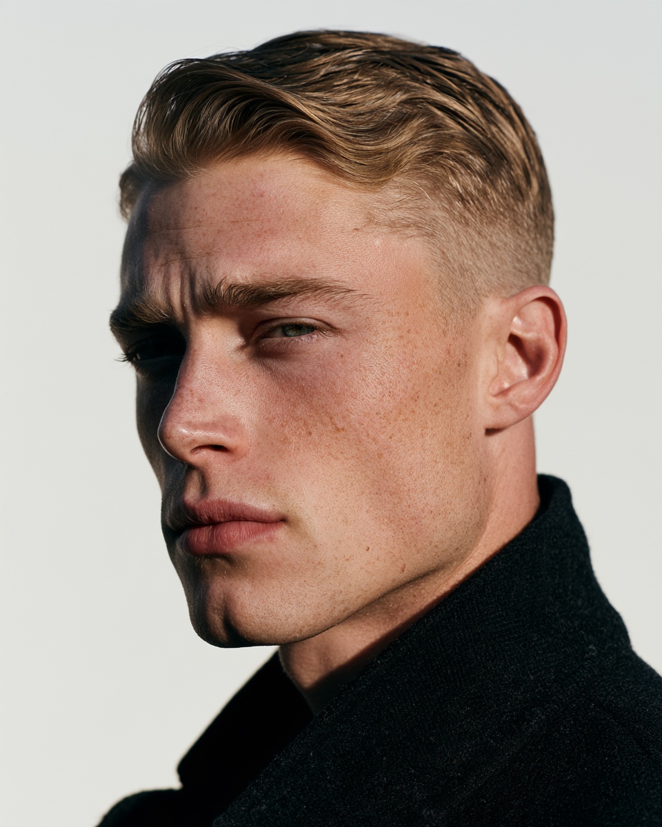 Modern Ivy League haircut with mid fade and textured top
