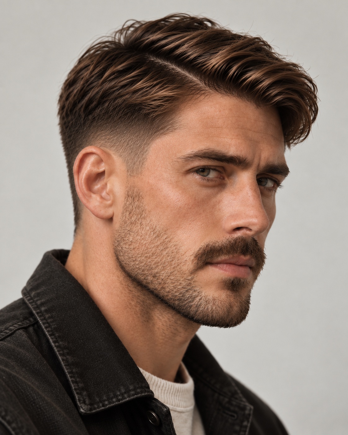 modern ivy league haircut with low taper fade