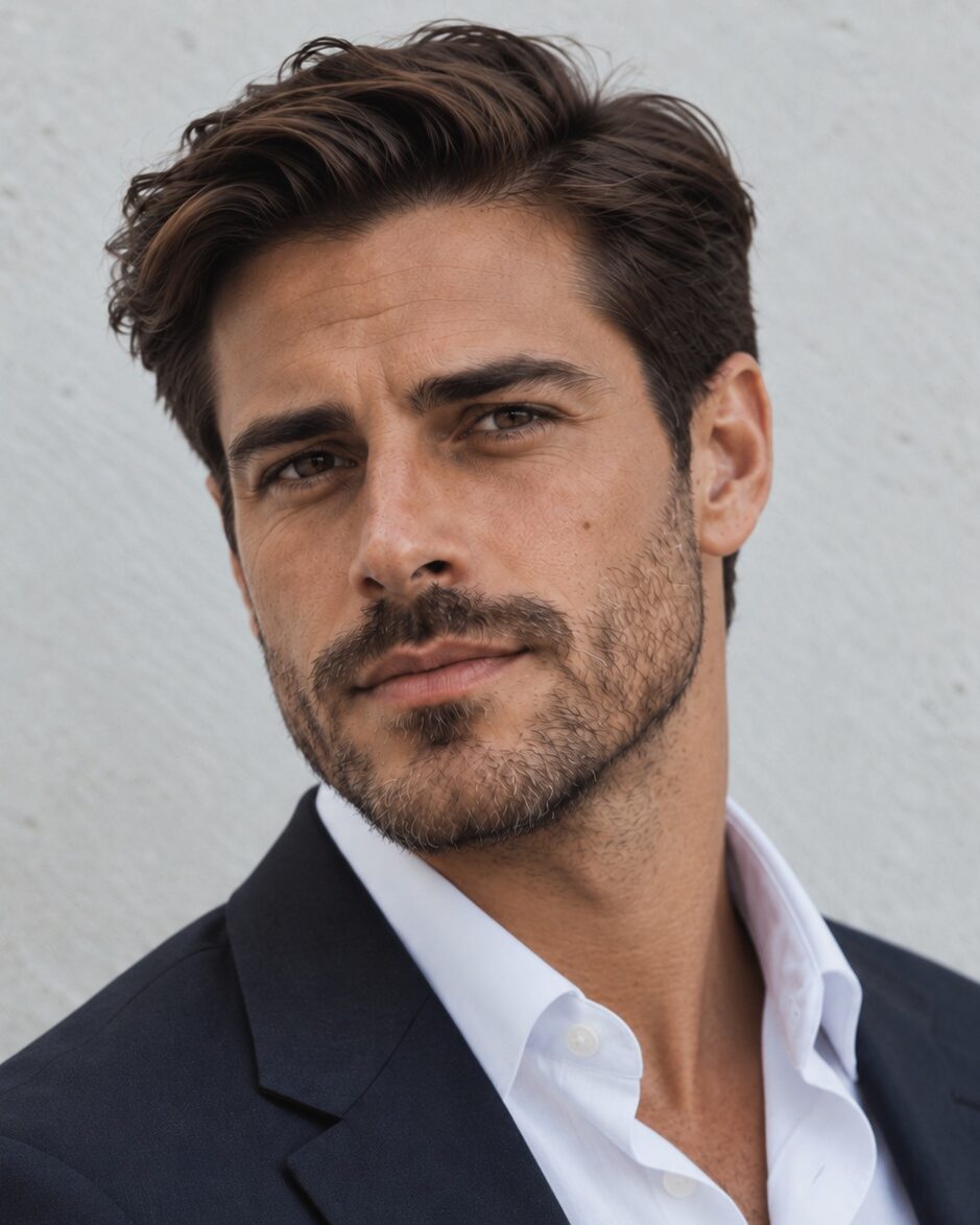 a male model with a professional taper hairstyles