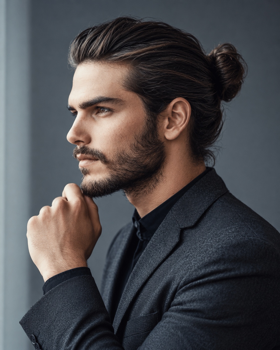 man bun professional hairstyle for men with long hair