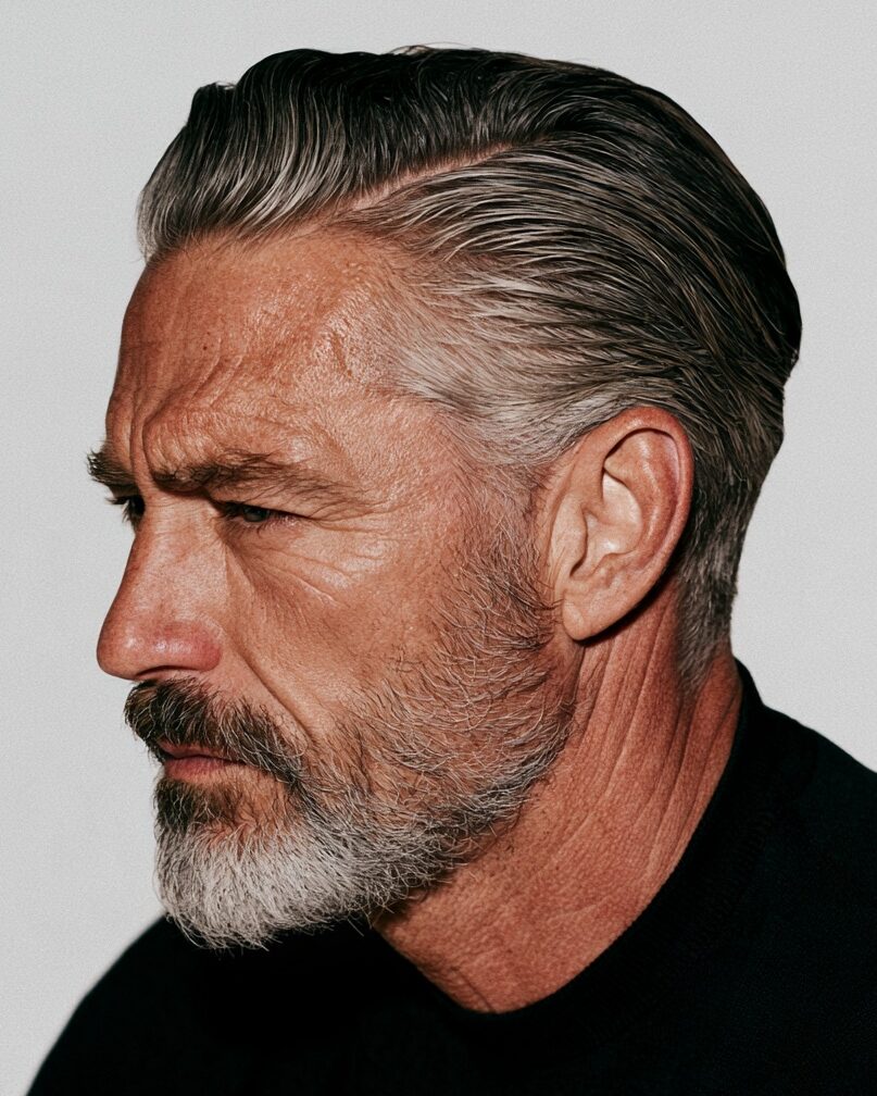 Silver classic taper business haircut for men over 50